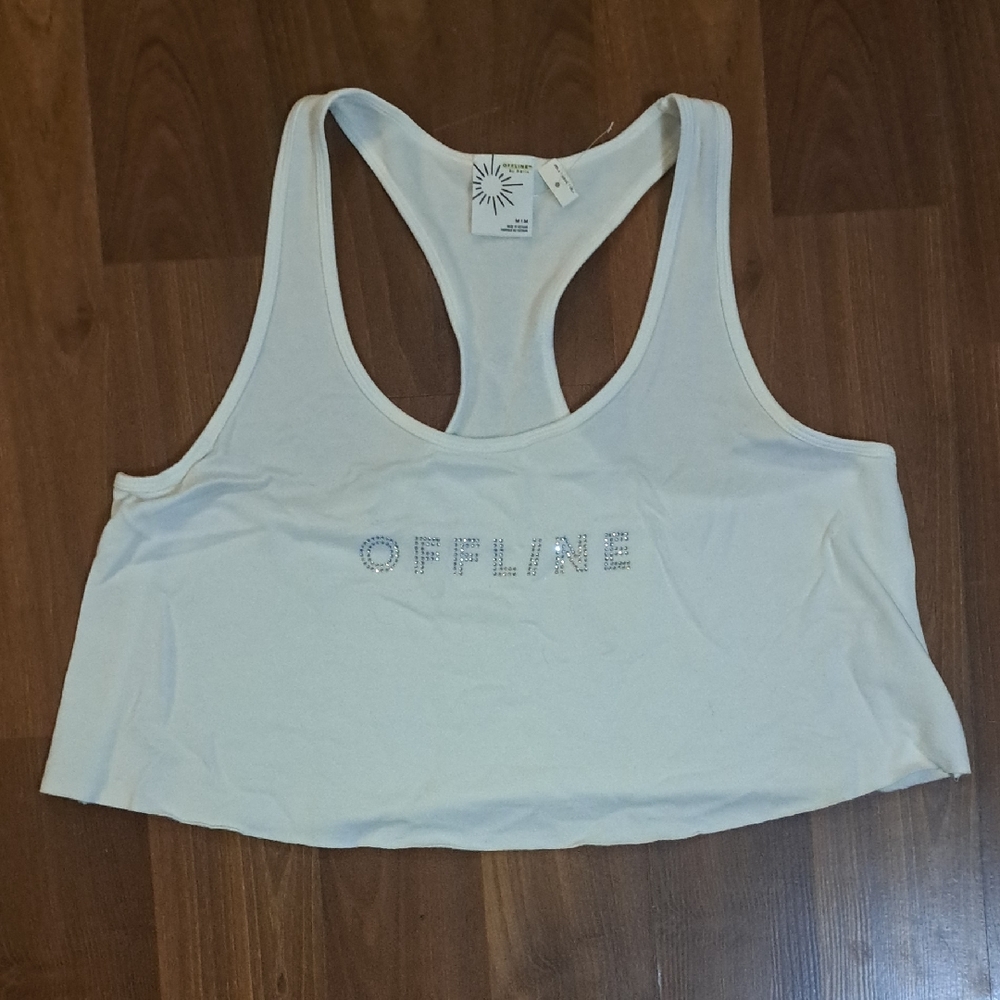 aerie OFFLINE White Cropped Tank Top